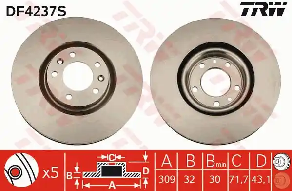 Premium Tarcza hamulcowa TRW DF4237S 4246V5