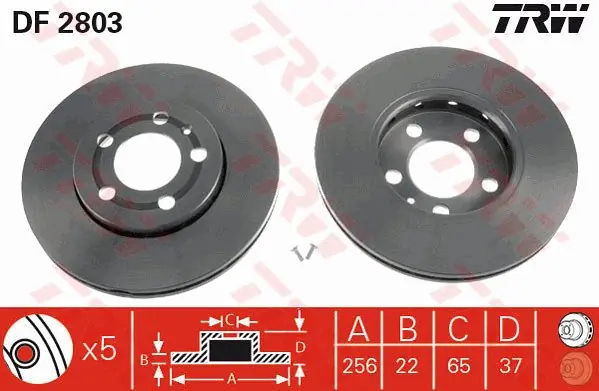 Tarcza hamulcowa TRW DF2803 1J0615301D Dostępne od ręki