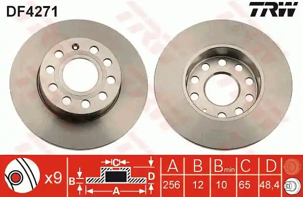 Premium Tarcza hamulcowa TRW DF4271 1K0615601L